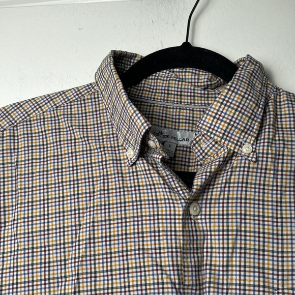 Primary Color Plaid Button Down Peter Millar Colored Shirt Size Large - Picture 3 of 8